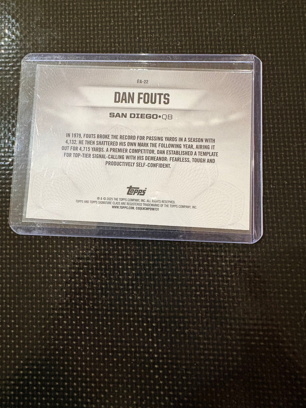 Topps signature card